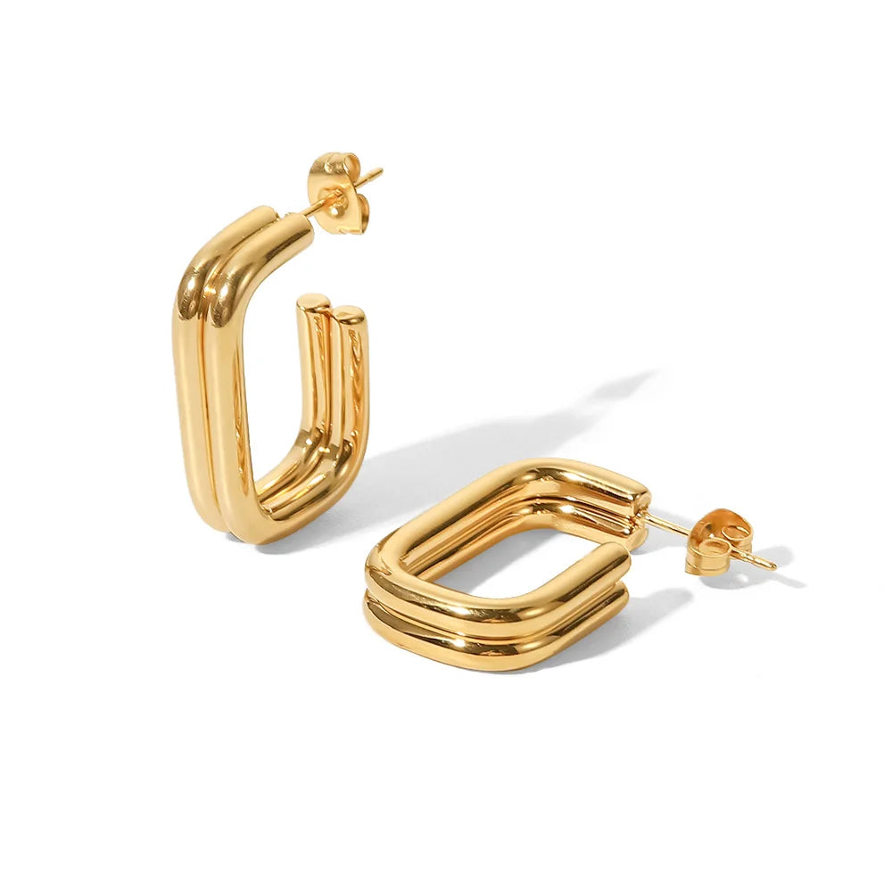 Brinco Dupla Camada Banhado a Ouro 18k