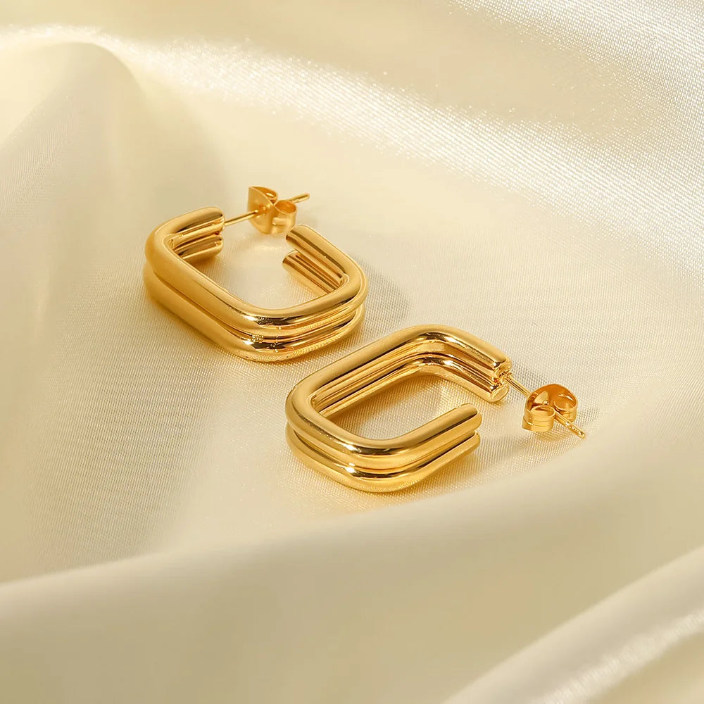 Brinco Dupla Camada Banhado a Ouro 18k