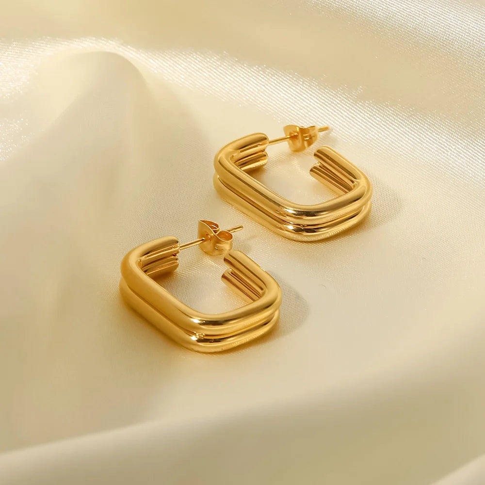 Brinco Dupla Camada Banhado a Ouro 18k