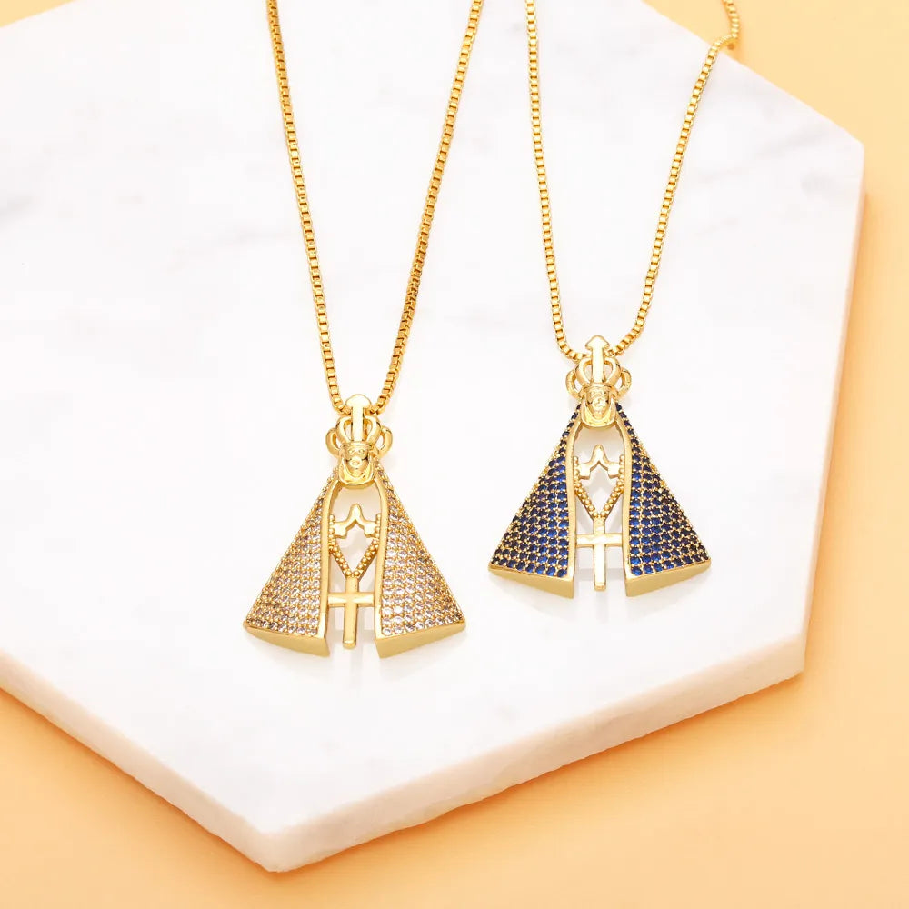 Colar dourado Nossa Senhora Aparecida com pingente religioso – Donna You