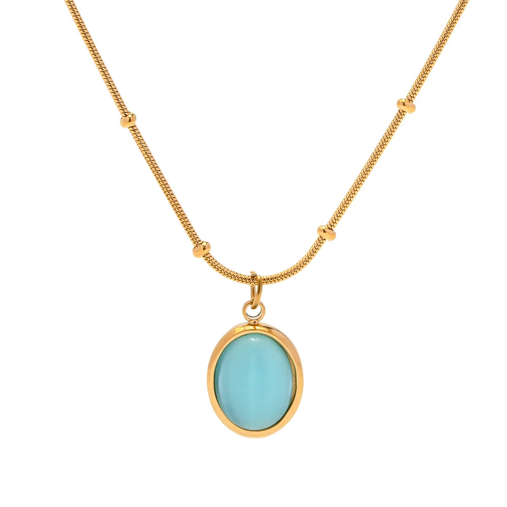 Colar Sea com zircônia azul e banho de ouro 18K – Donna You