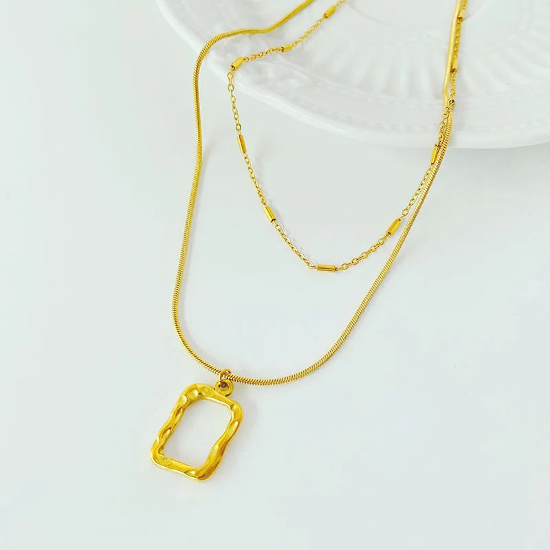 Colar Square 2 em 1 com design versátil banhado a ouro – Donna You