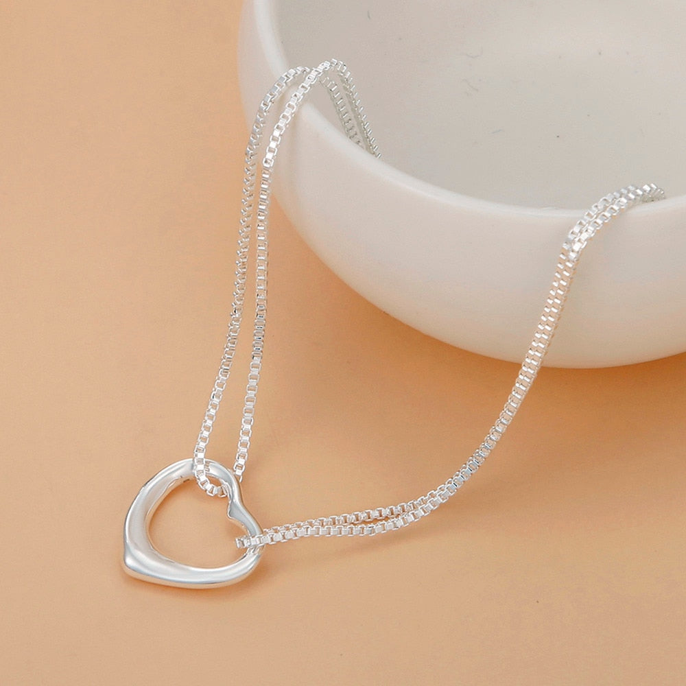 Pulseira e Colar de Coração em Prata 925 – Conjunto Romântico Donna You