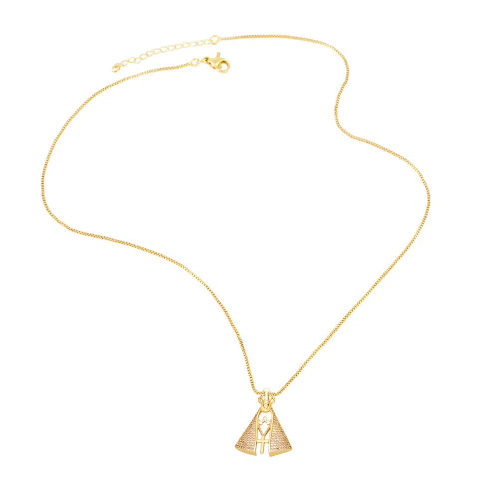 Colar dourado Nossa Senhora Aparecida com pingente religioso – Donna You