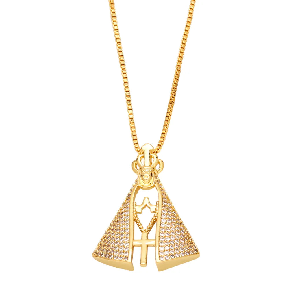 Colar dourado Nossa Senhora Aparecida com pingente religioso – Donna You