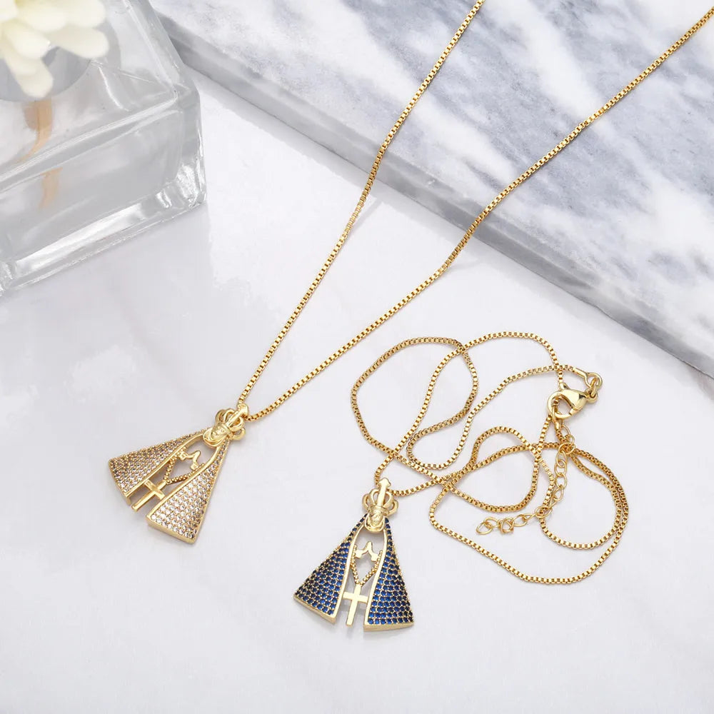 Colar dourado Nossa Senhora Aparecida com pingente religioso – Donna You