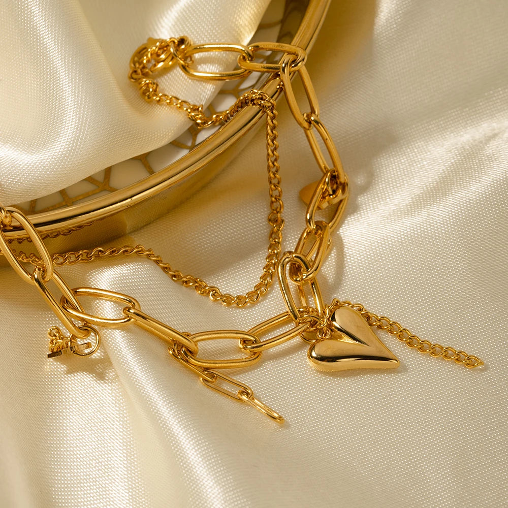 Donna You pulseira cartier 2 em 1 com pingentes de coração e estrela, corrente em camadas