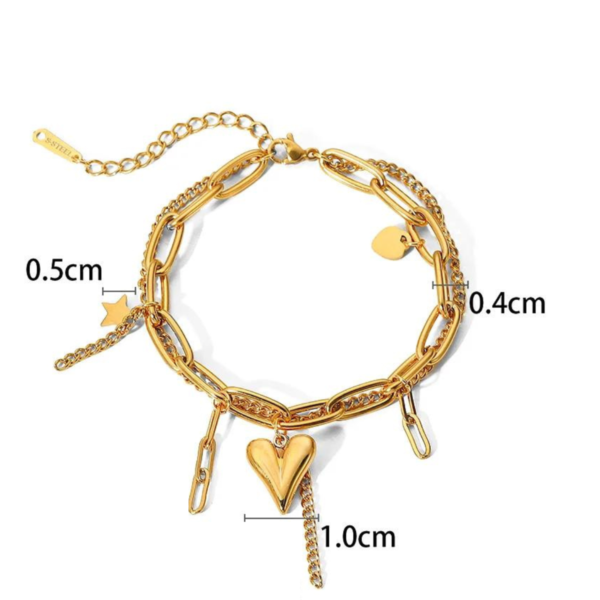 Donna You pulseira cartier 2 em 1 com pingentes de coração e estrela, corrente em camadas
