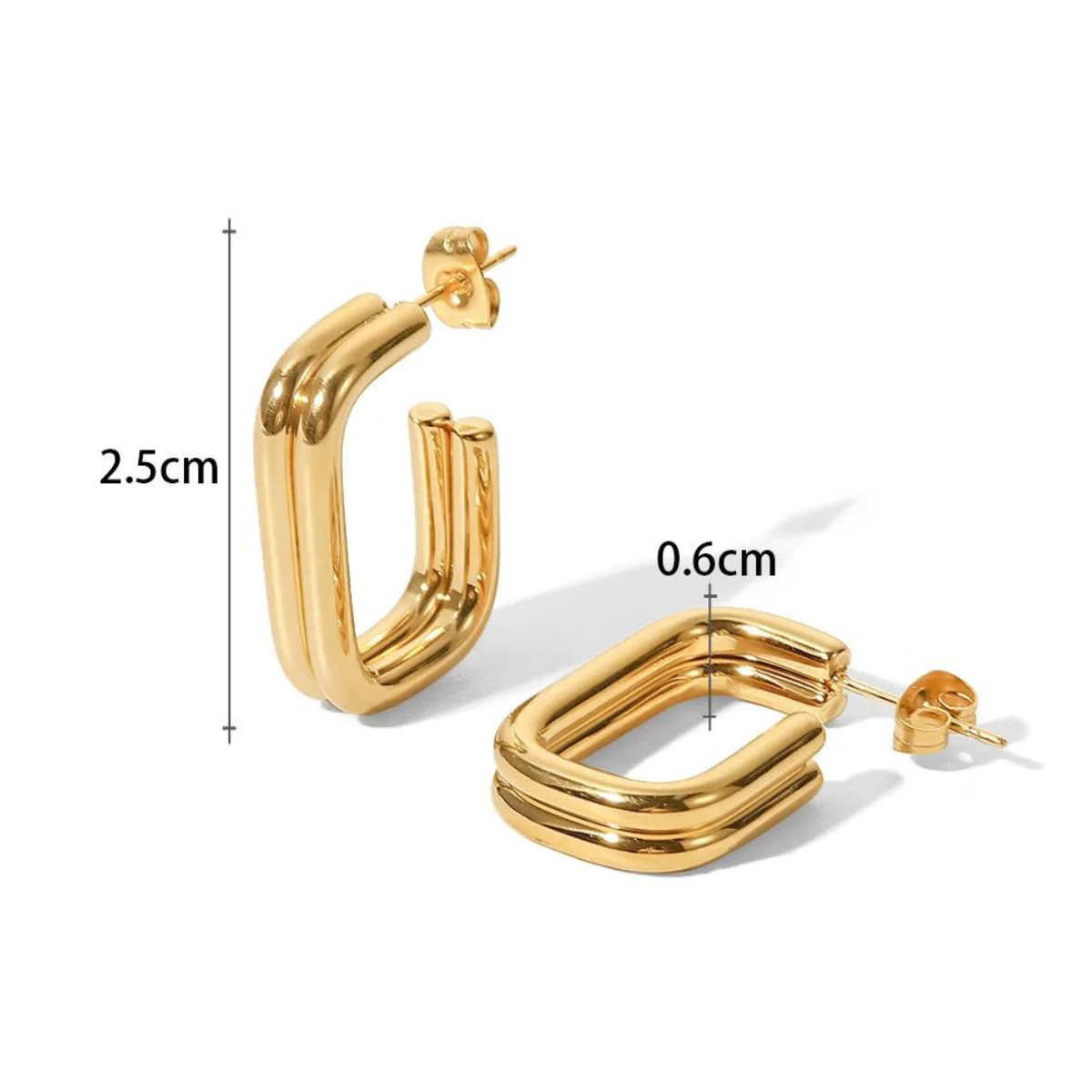 Brinco Dupla Camada Banhado a Ouro 18k