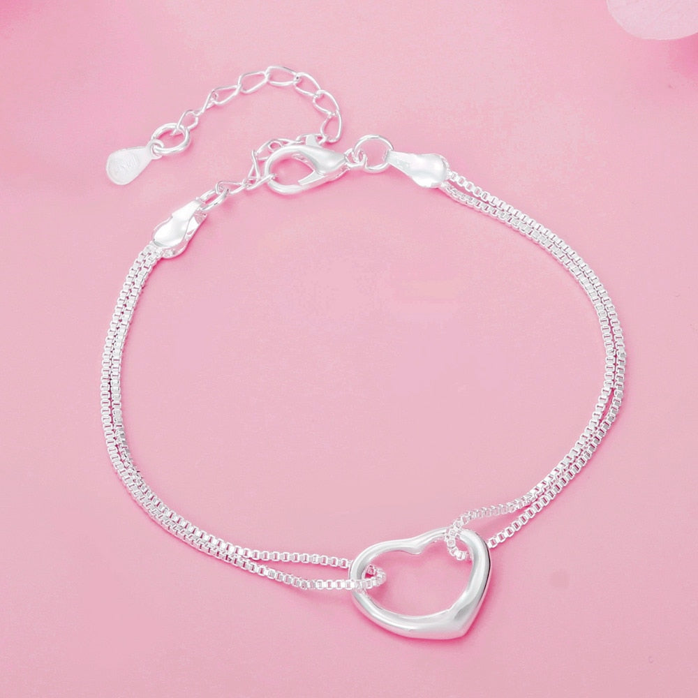 Pulseira e Colar de Coração em Prata 925 – Conjunto Romântico Donna You