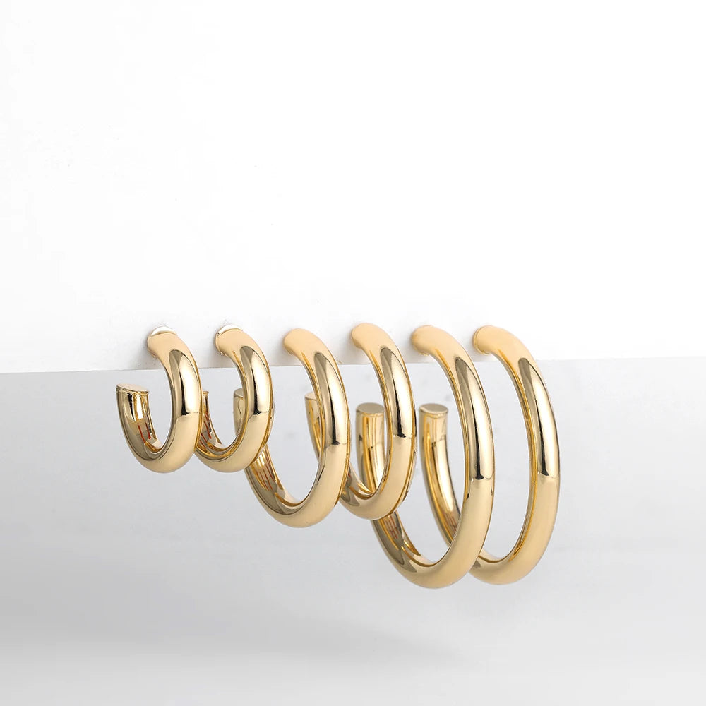 Brinco de argola para mulhers banhado a ouro 18k e prata estrelina 925