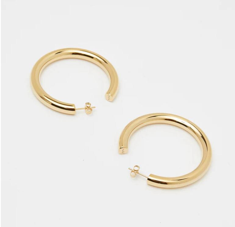 BRINCO ARGOLA LISA BANHADO A OURO 18K PARA MULHERES E PRATA ESTRELINA 925