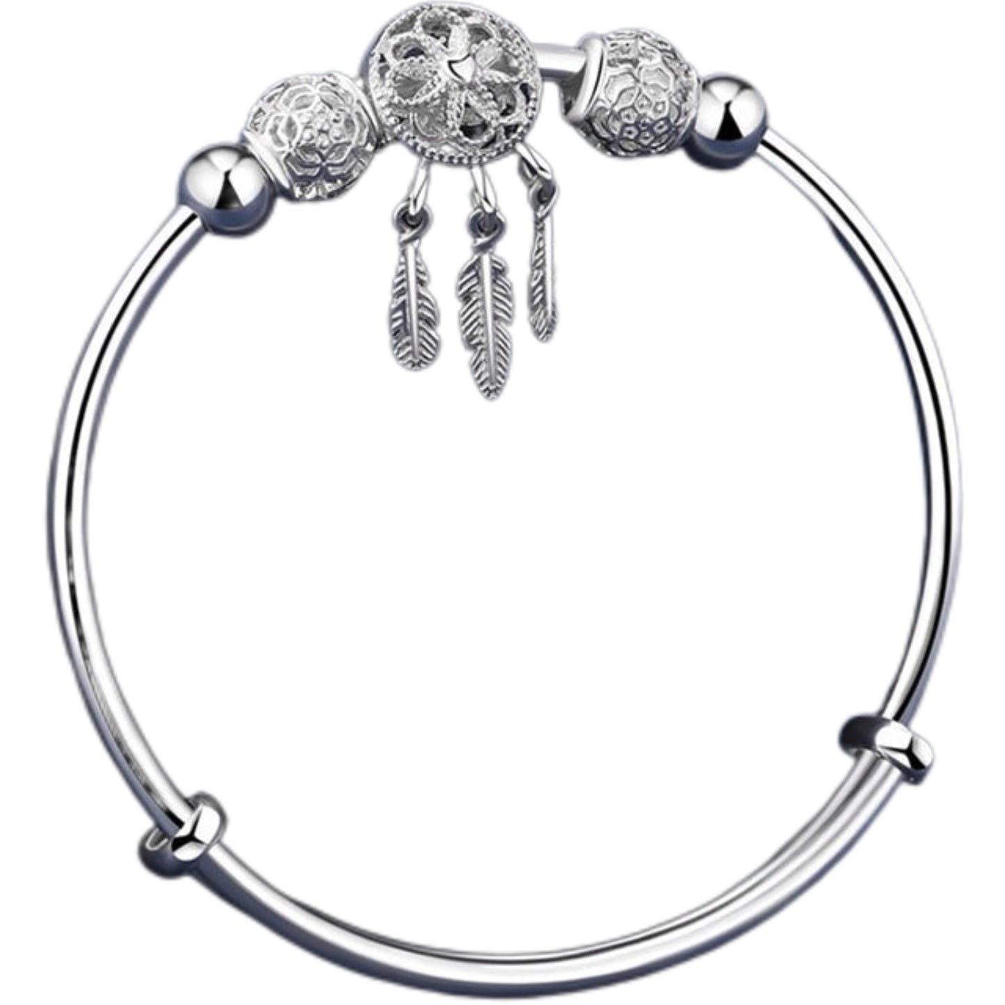 bracelete donna you feminino prata 925 com penas