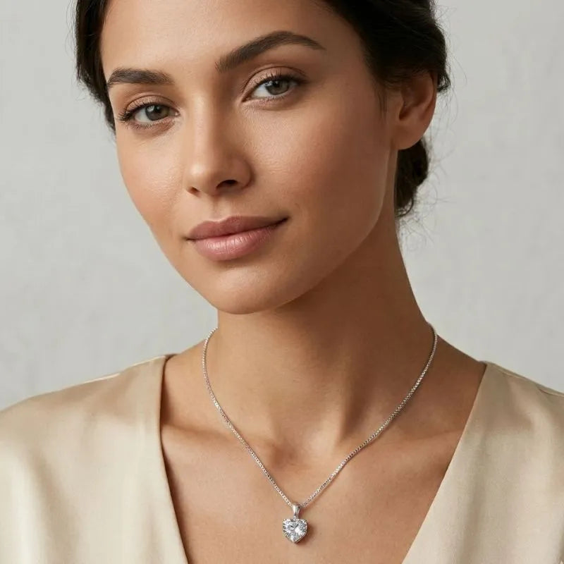 joia feminina prata 925 coração elegante
