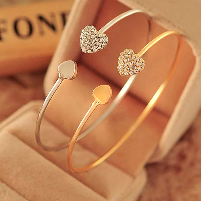 donna you Bracelete feminino ajustável com laço duplo e cristais brilhantes, acabamento dourado