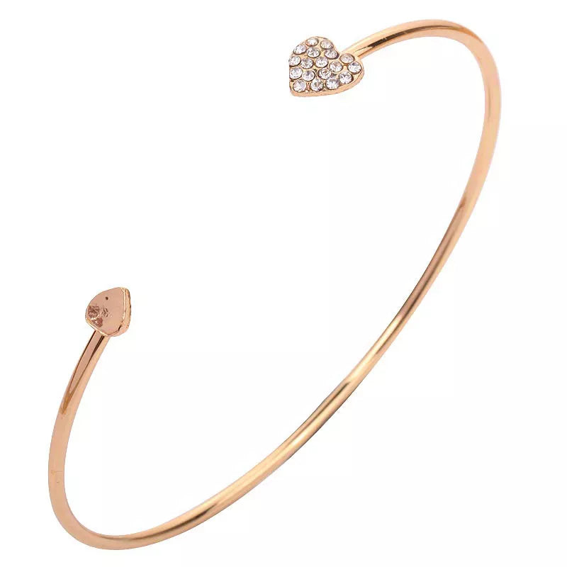 donna you Bracelete feminino ajustável com laço duplo e cristais brilhantes, acabamento dourado