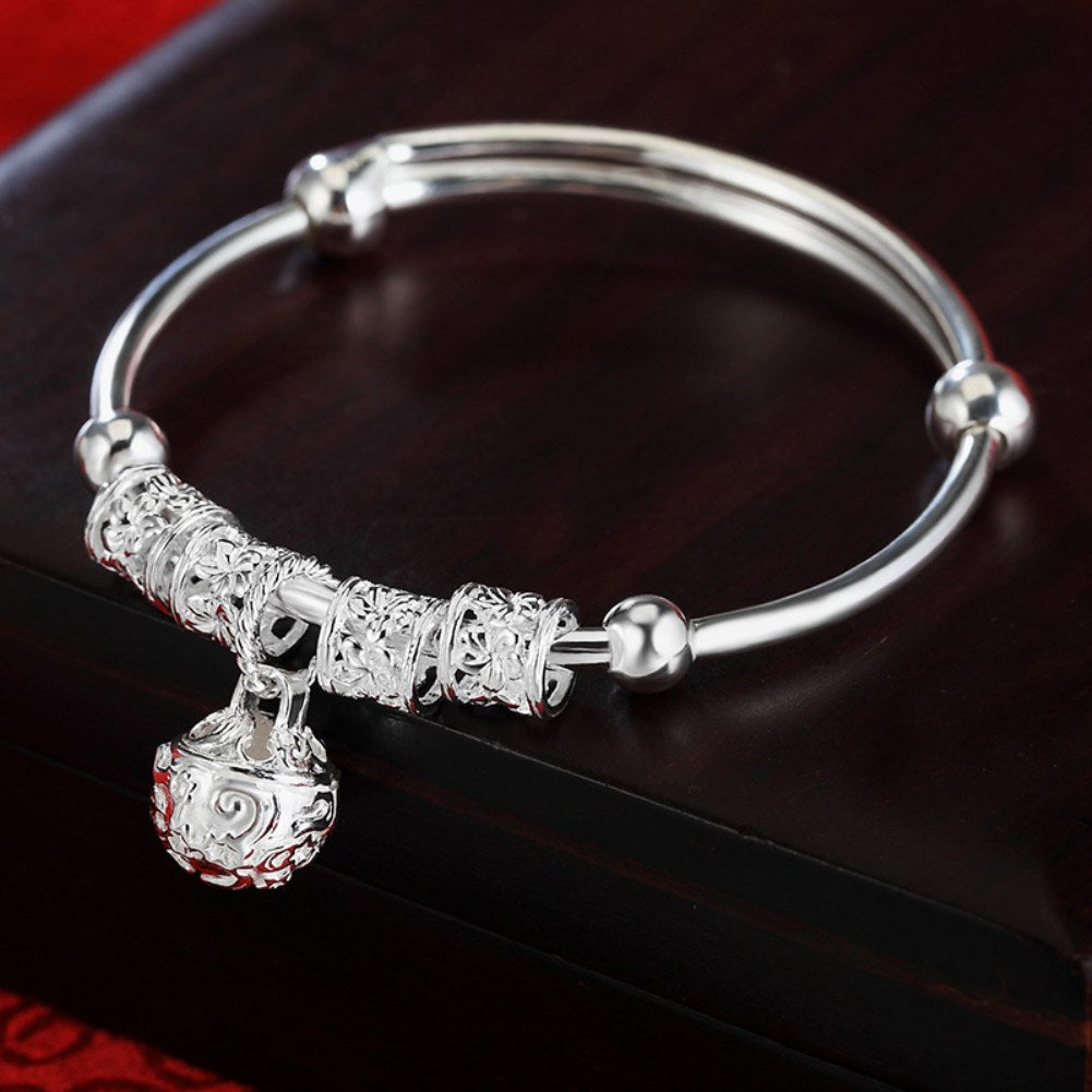 donna you bracelete infinity feminino prata 925 com pingente de sino ajustável