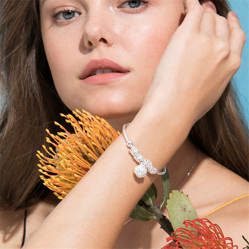 donna you bracelete infinity feminino prata 925 com pingente de sino ajustável