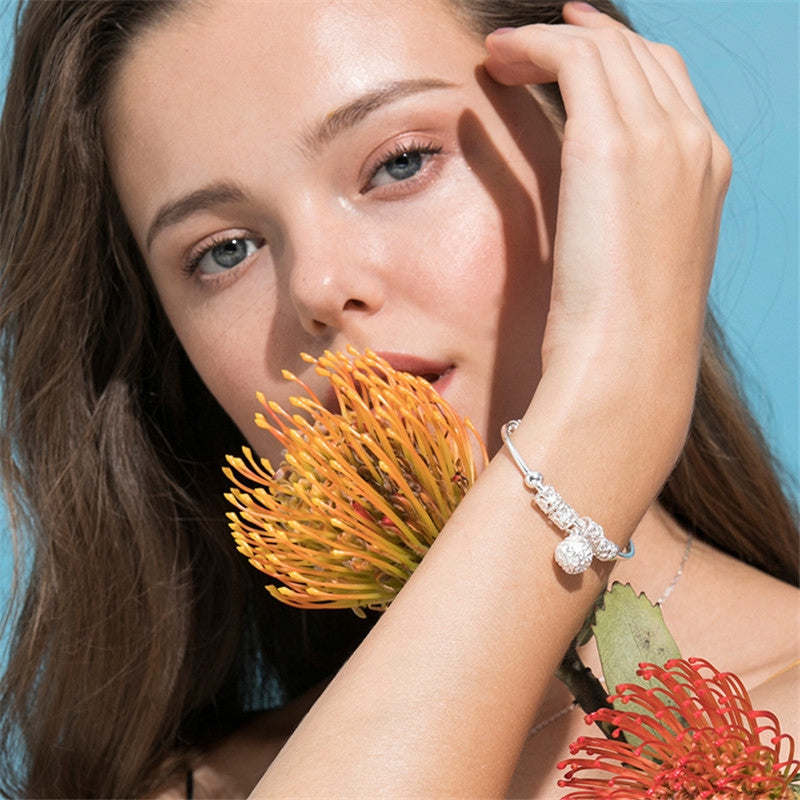 donna you bracelete infinity feminino prata 925 com pingente de sino ajustável