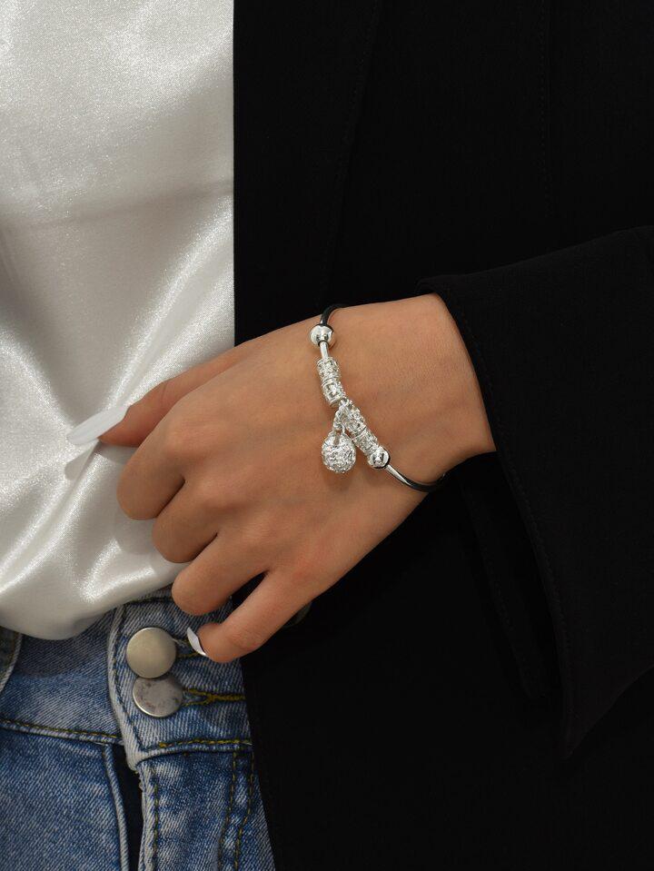 donna you bracelete infinity feminino prata 925 com pingente de sino ajustável