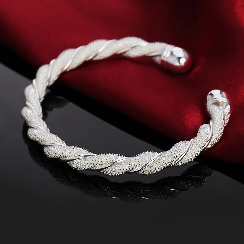 donna you bracelete torcido prata 925 feminino ajustável