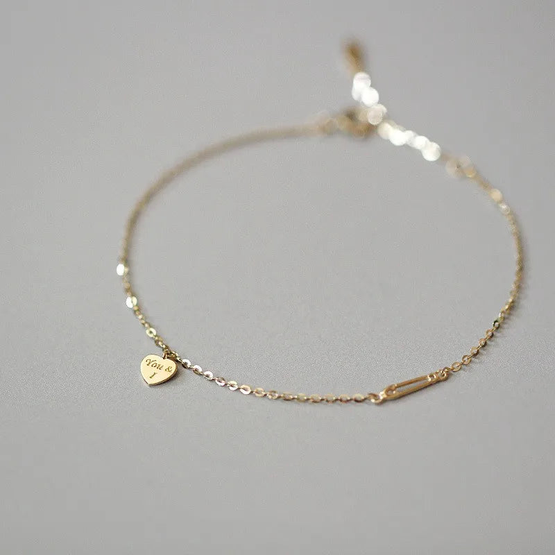 donna you pulseira feminina com coração banhado a ouro 14k