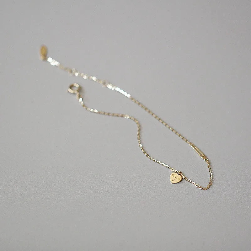 donna you pulseira feminina com coração banhado a ouro 14k