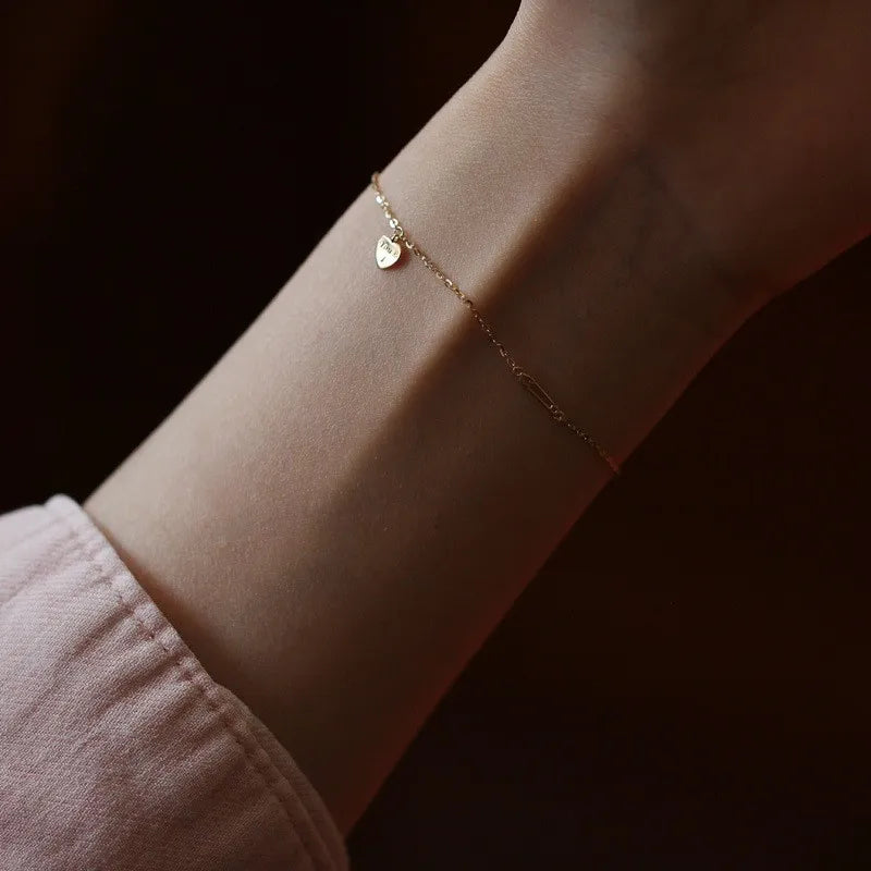 donna you pulseira feminina com coração banhado a ouro 14k