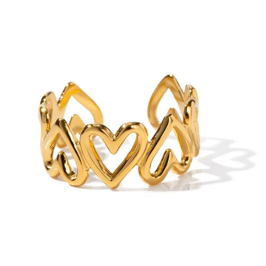 Anel feminino com coração ajustável em dourado – Donna You