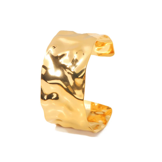 Bracelete feminino dourado ajustável donna you com textura martelada