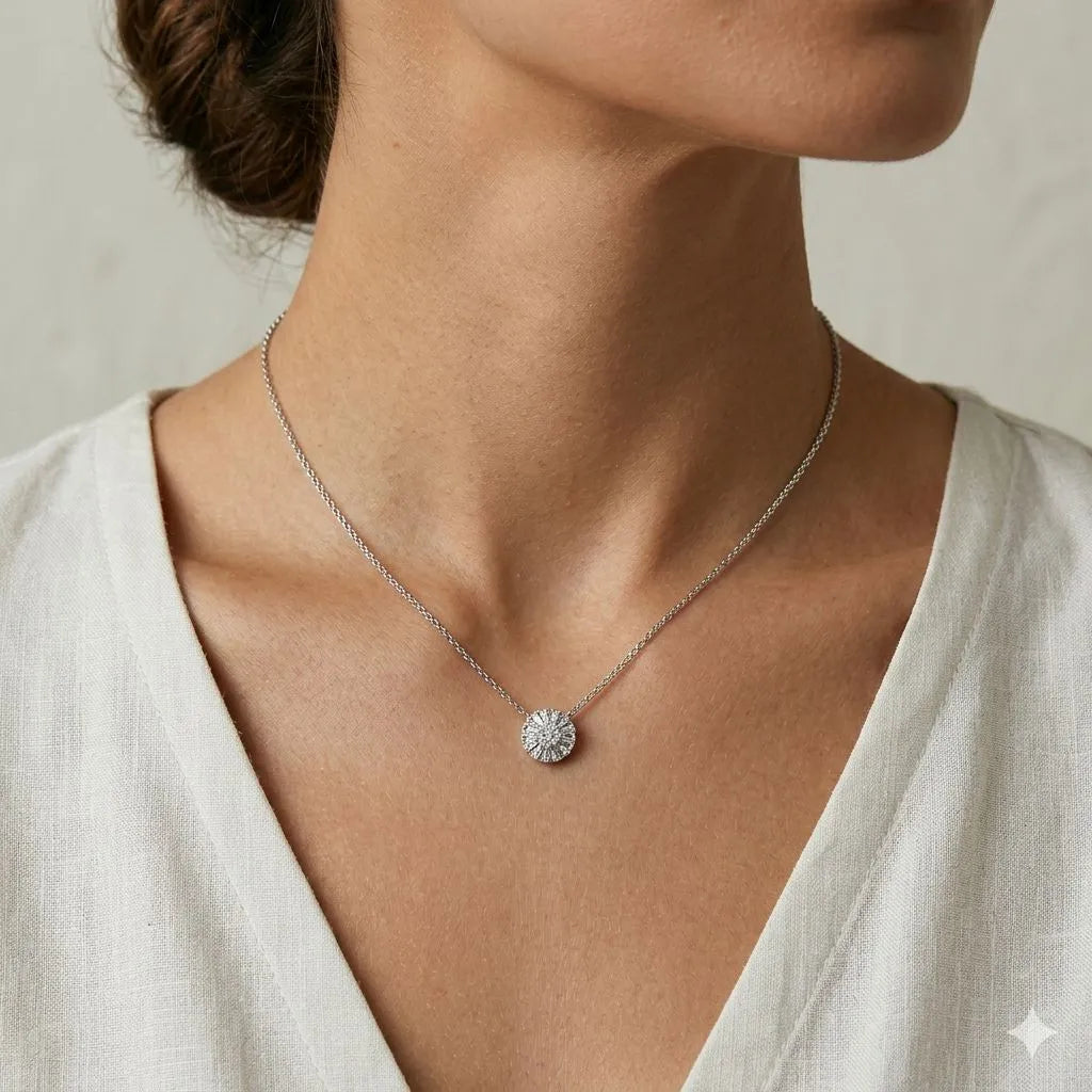 Colar circular prata 925 joia delicada Donna You 