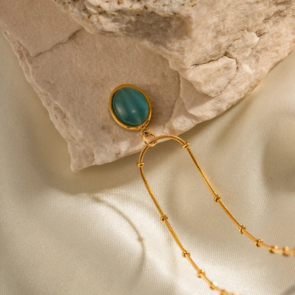 Colar Sea com zircônia azul e banho de ouro 18K – Donna You