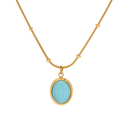 Colar Sea com zircônia azul e banho de ouro 18K – Donna You