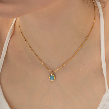 Colar Sea com zircônia azul e banho de ouro 18K – Donna You