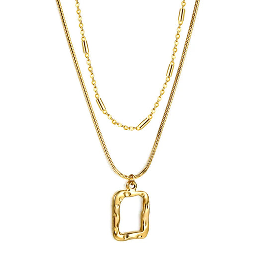 Colar Square 2 em 1 com design versátil banhado a ouro – Donna You
