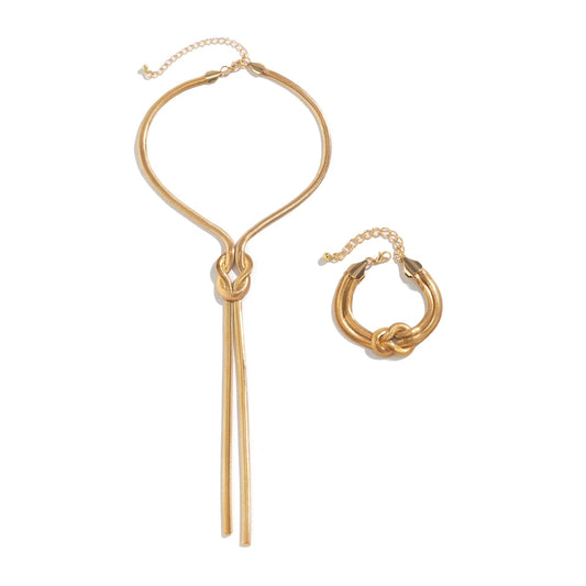 Colar estilo cobra banhado a ouro 18K com pulseira brinde – Donna You