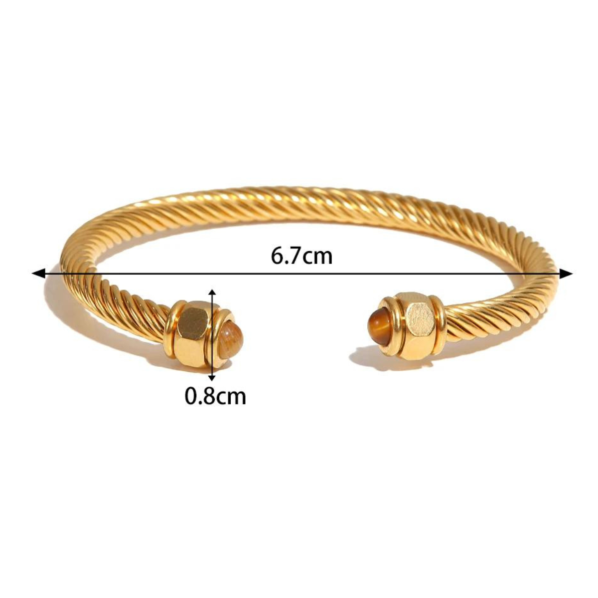 DonnaYou Bracelete feminino com pedra natural e design torcido banhado a ouro 18k