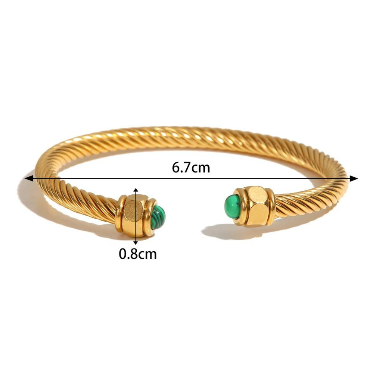 DonnaYou Bracelete feminino com pedra natural e design torcido banhado a ouro 18k