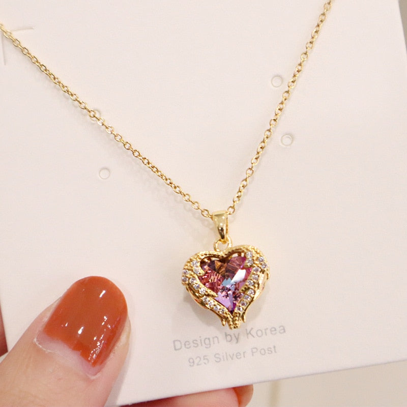 Donna You Colar coração banhado a ouro 18K – joia delicada e romântica
