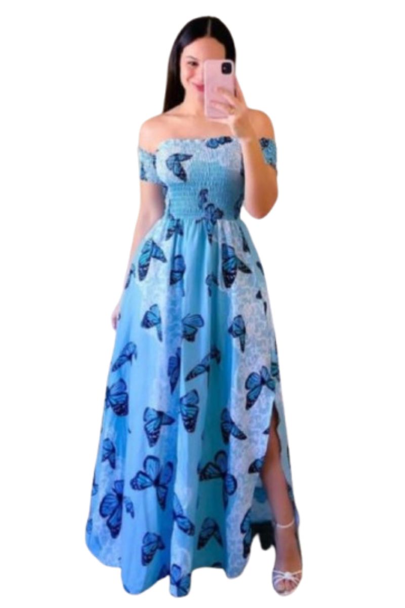 Vestido Borboleta Azul