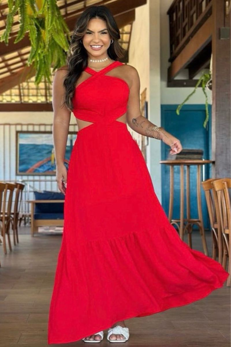Vestido Longo Maria Vermelho