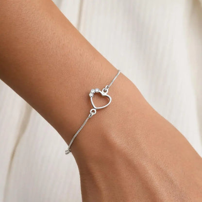 pulseira coração prata 925 feminina delicada