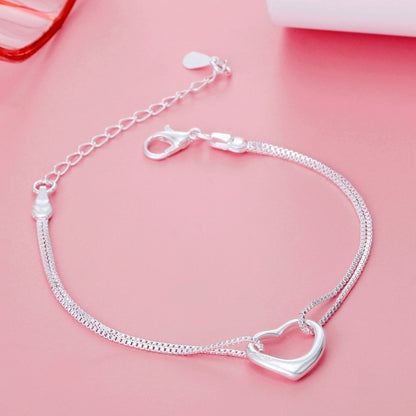 Pulseira e Colar de Coração em Prata 925 – Conjunto Romântico Donna You