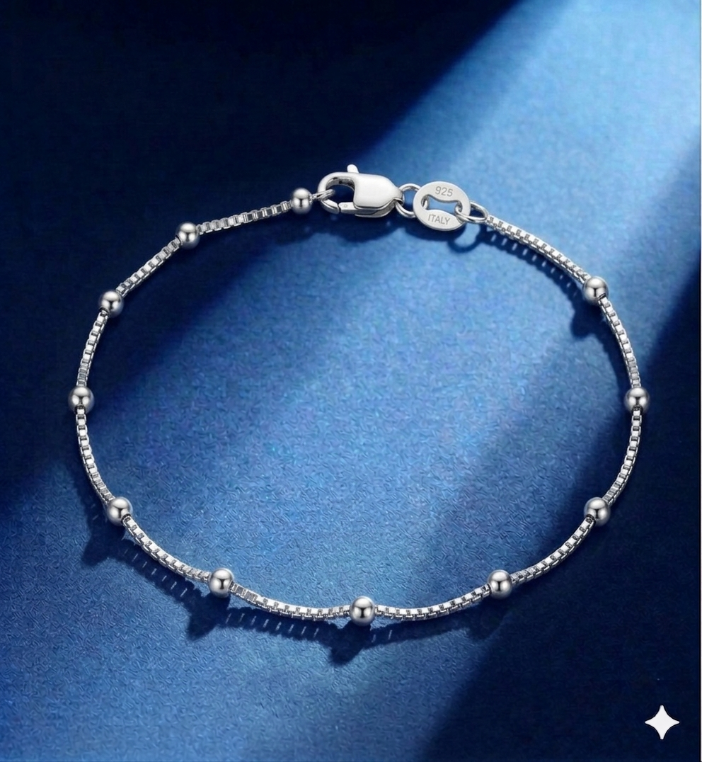 Pulseira feminina minimalista prata 925 