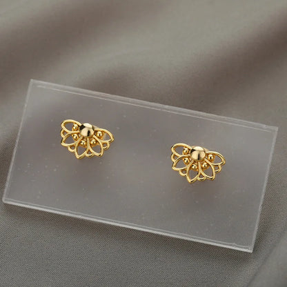 Brinco Flor de Lotus Banhado a Ouro 18k