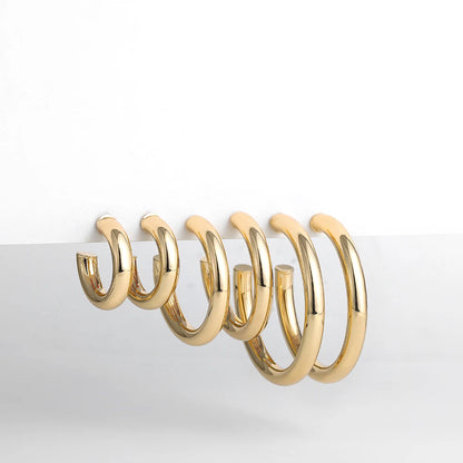 Brinco de argola para mulhers banhado a ouro 18k e prata estrelina 925