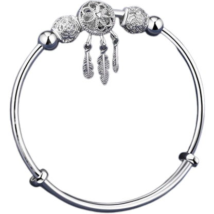 bracelete donna you feminino prata 925 com penas