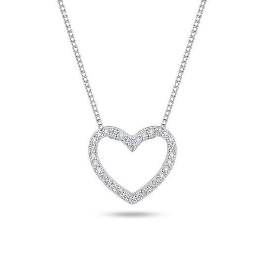 colar coração vazado prata 925 feminino delicado