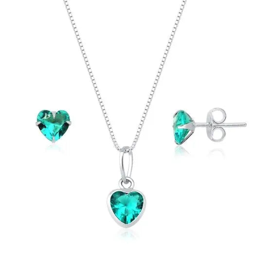 joia feminina prata 925 conjunto verde elegante
