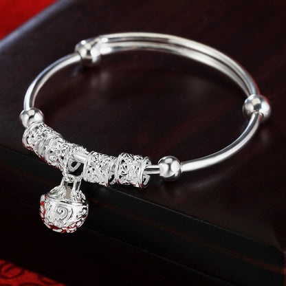 donna you bracelete infinity feminino prata 925 com pingente de sino ajustável